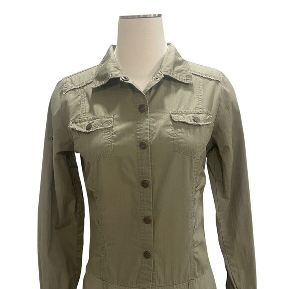 Deuce Jeans Utility Shirt Dress Army Green Button Front Cotton Safari Gorpcore M - Picture 5 of 12